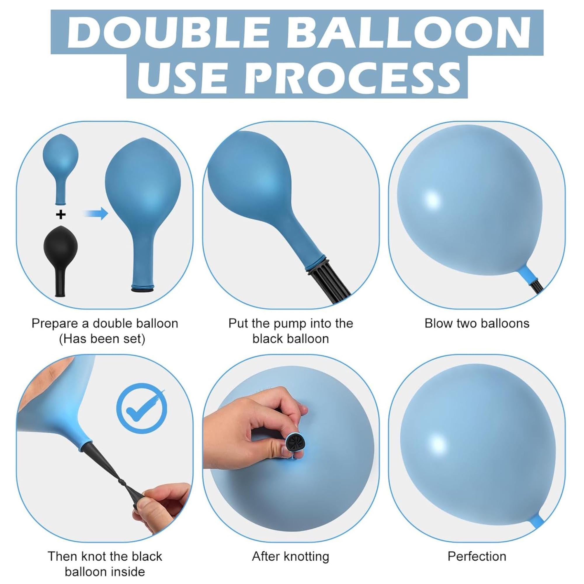 Dusty Blue Balloon Arch Kit Double Stuffed Pastel Blue Sand White Party