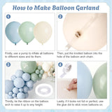 Dusty Blue Sage Green Balloon Arch Kit 155 Pcs Baby Shower Party Decor