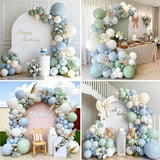 Dusty Blue Sage Green Balloon Arch Kit 155 Pcs Baby Shower Party Decor
