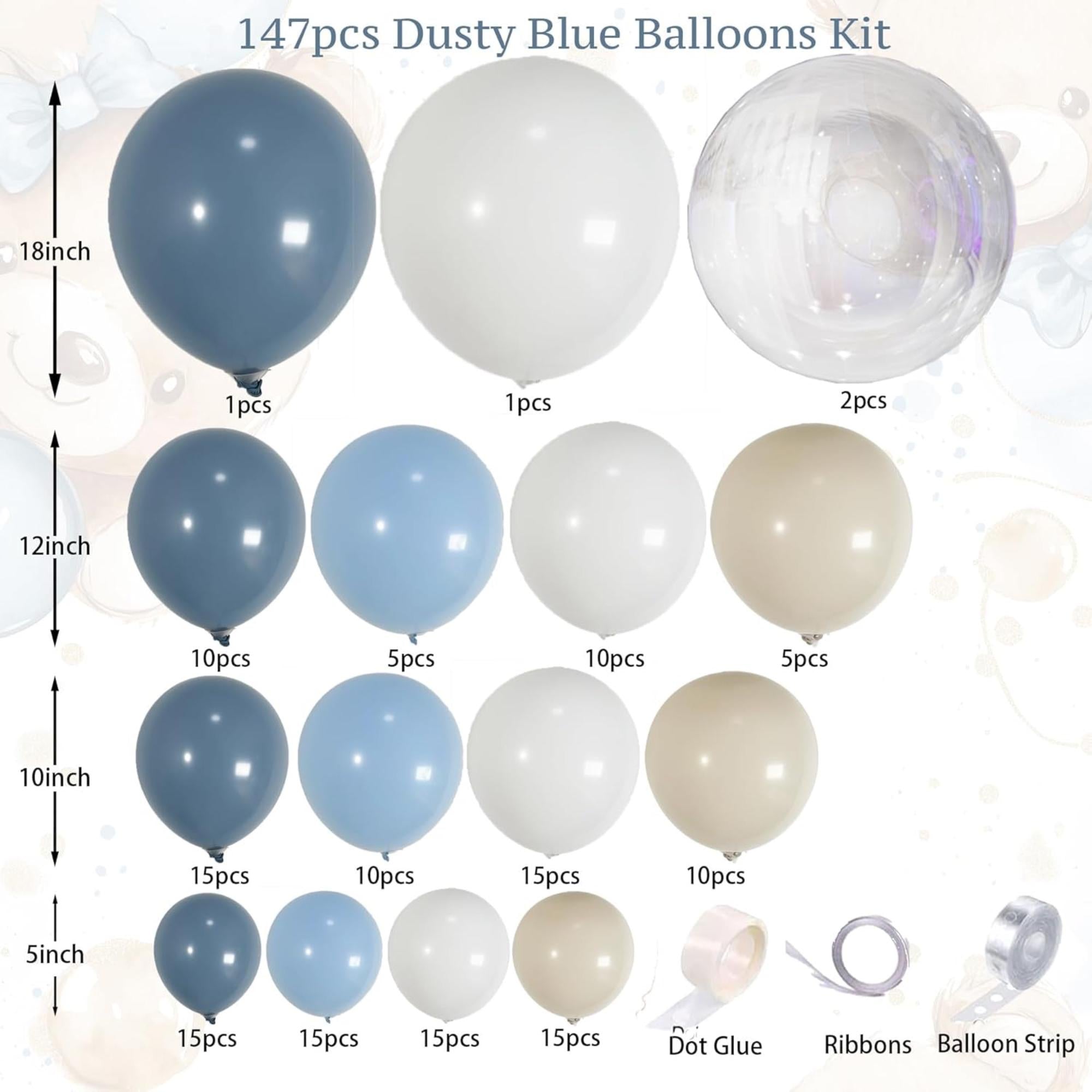Dusty Blue Balloon Arch Kit 147 Pcs Light Blue Sand White Party Decor Set