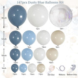 Dusty Blue Balloon Arch Kit 147 Pcs Light Blue Sand White Party Decor Set