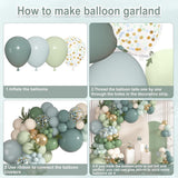 Dusty Blue Sage Green Balloon Arch Kit 152 Pcs Jungle Safari Party Decor