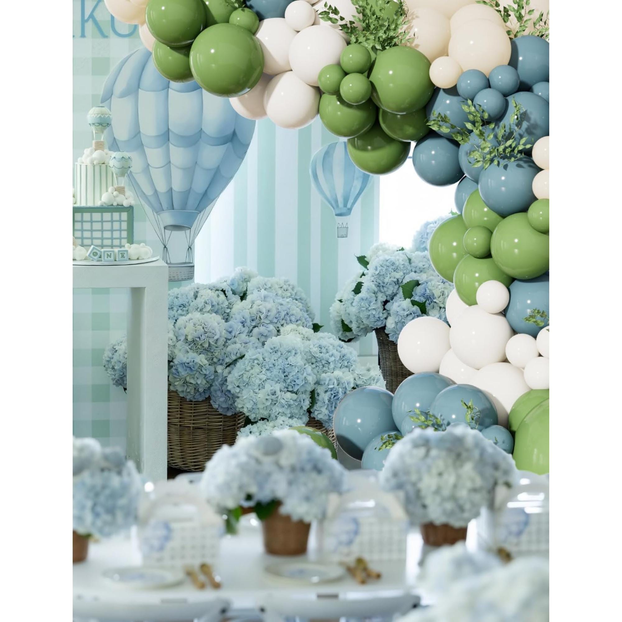 Dusty Blue Sage Green Balloon Arch Kit 143 Pcs Jungle Safari Party Decor