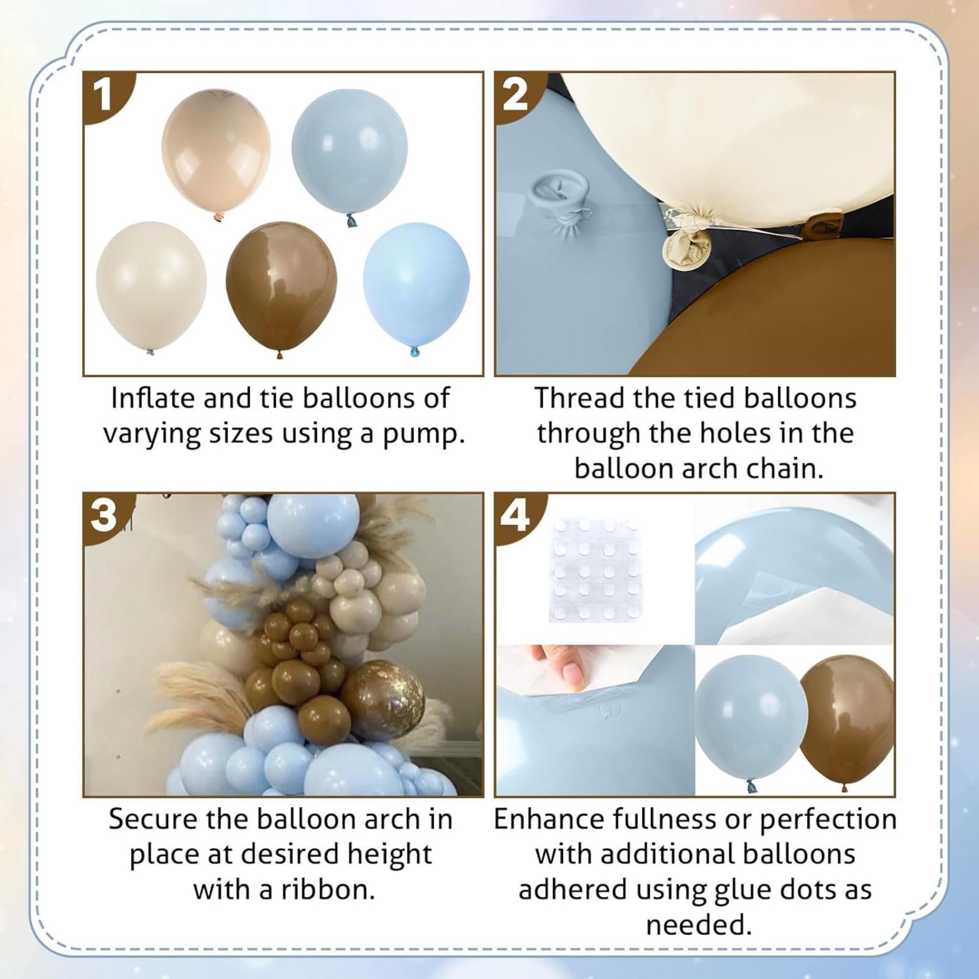 Blue Brown Balloon Arch Kit 114 Pcs Dusty Blue Bear Baby Shower Decor Set