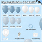 Dusty Blue Balloon Arch Kit 138 Pcs Light Blue White Party Decor Set Pieces