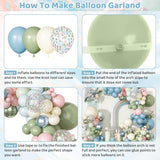 Pink Dusty Blue Green Balloon Arch Kit Mixed Size Baby Shower Party Decor