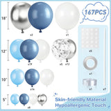Dusty Blue White Silver Balloon Arch Kit 167 Pcs Party Decor Set Pieces