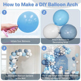 Dusty Blue White Silver Balloon Arch Kit 167 Pcs Party Decor Set Pieces