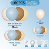 Dusty Blue Brown White Balloon Arch Kit 160 Pcs Neutral Party Decor Set
