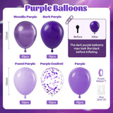 Purple Balloons 60 Pcs 12 Inch Metallic Pastel Confetti Party Decor Set