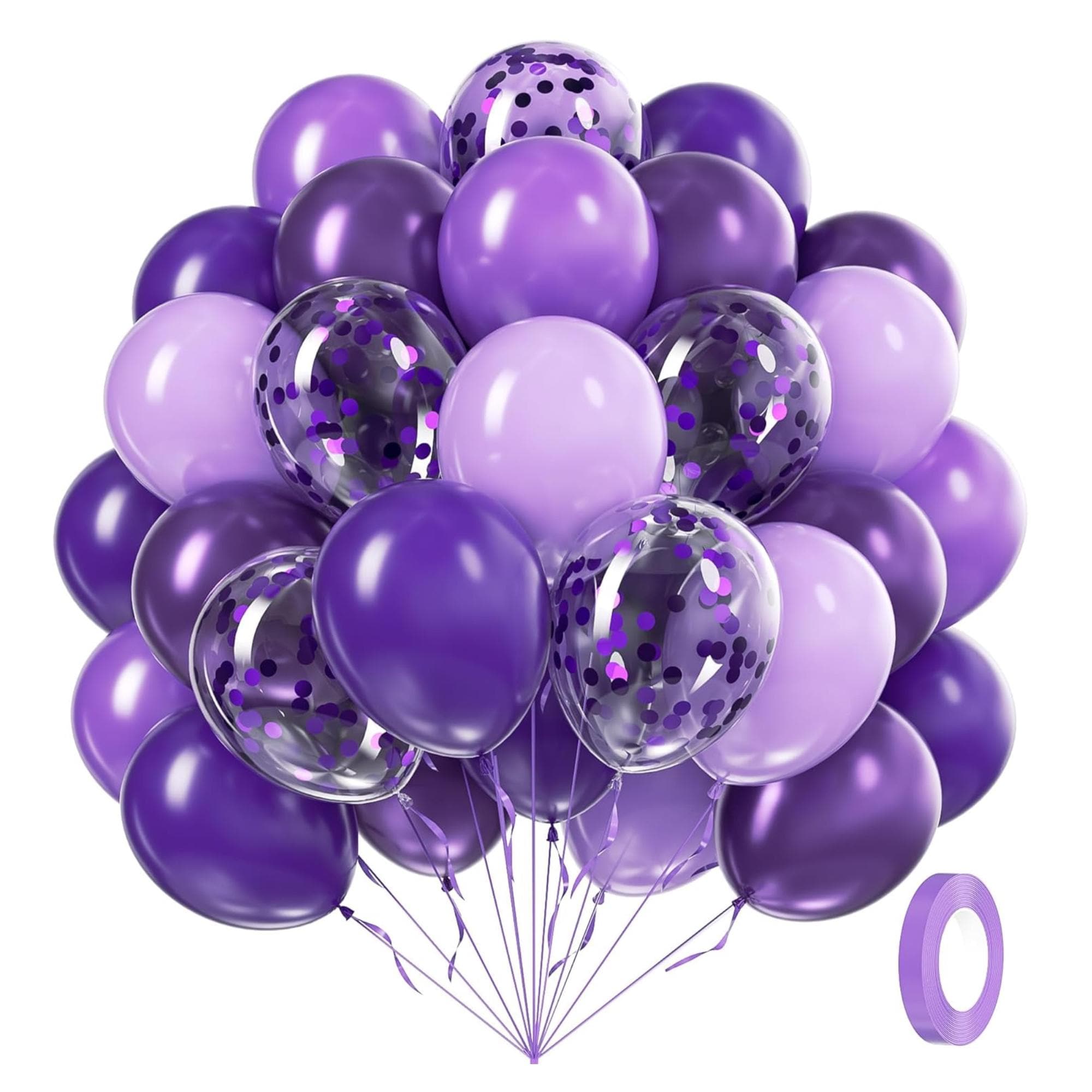 Purple Balloons 60 Pcs 12 Inch Metallic Pastel Confetti Party Decor Set