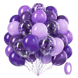 Purple Balloons 60 Pcs 12 Inch Metallic Pastel Confetti Party Decor Set