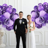 Purple Balloons 60 Pcs 12 Inch Metallic Pastel Confetti Party Decor Set