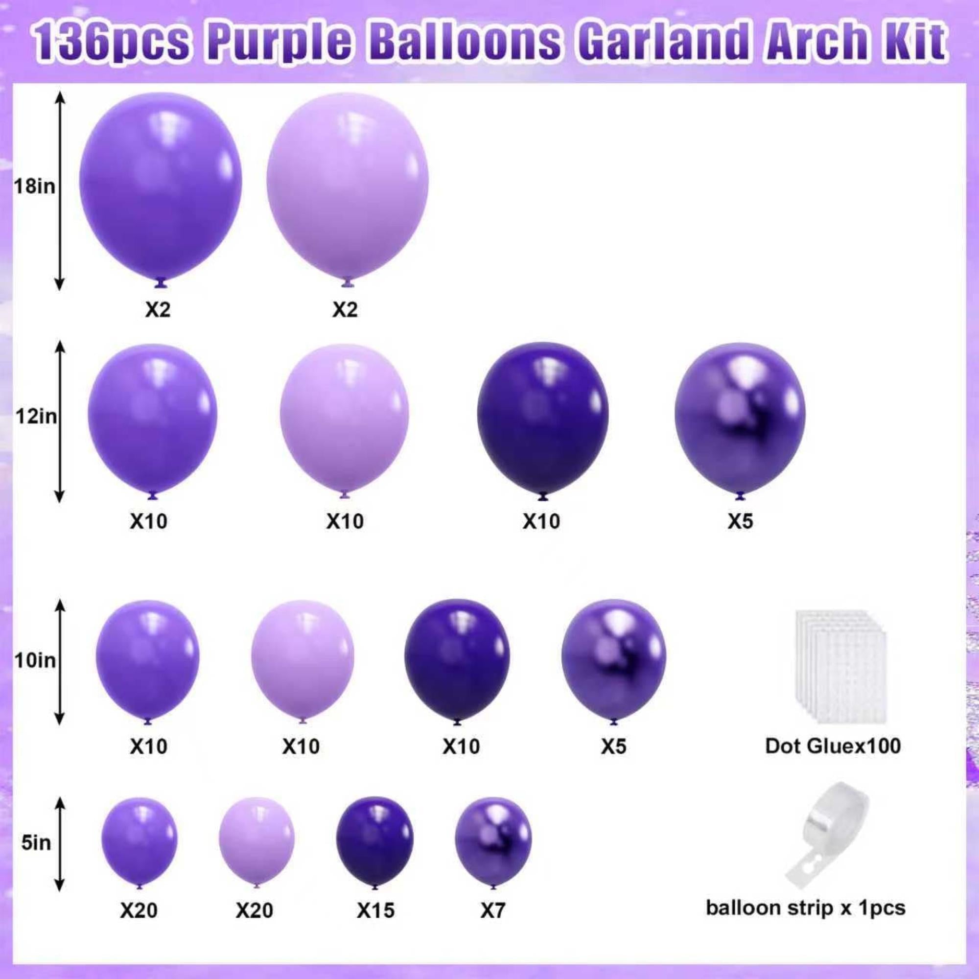Purple Balloon Arch Kit Dark Purple Balloons Birthday Wedding Party Decor