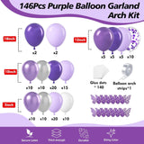 Purple Balloon Arch Kit 146 Pcs Lavender Dark Purple Princess Party Decor