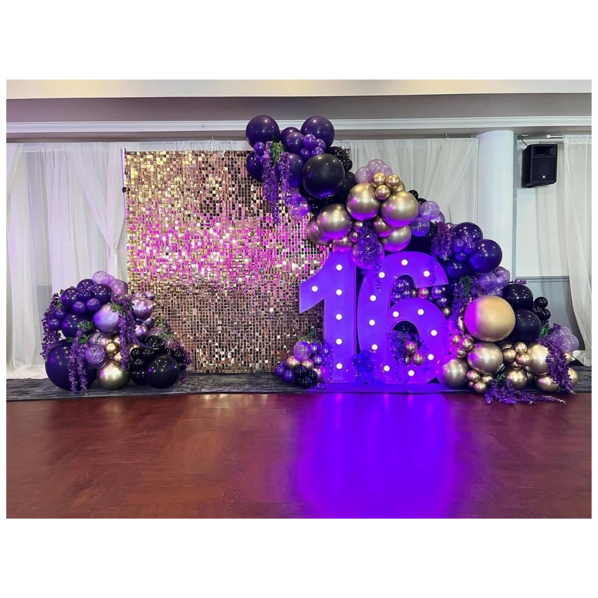 Purple Gold Balloon Arch Kit 162 Pcs Star Theme Luxury Party Decor Set