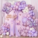Pink Purple Butterfly Balloon Arch Kit 128 Pcs Baby Shower Party Decor Set