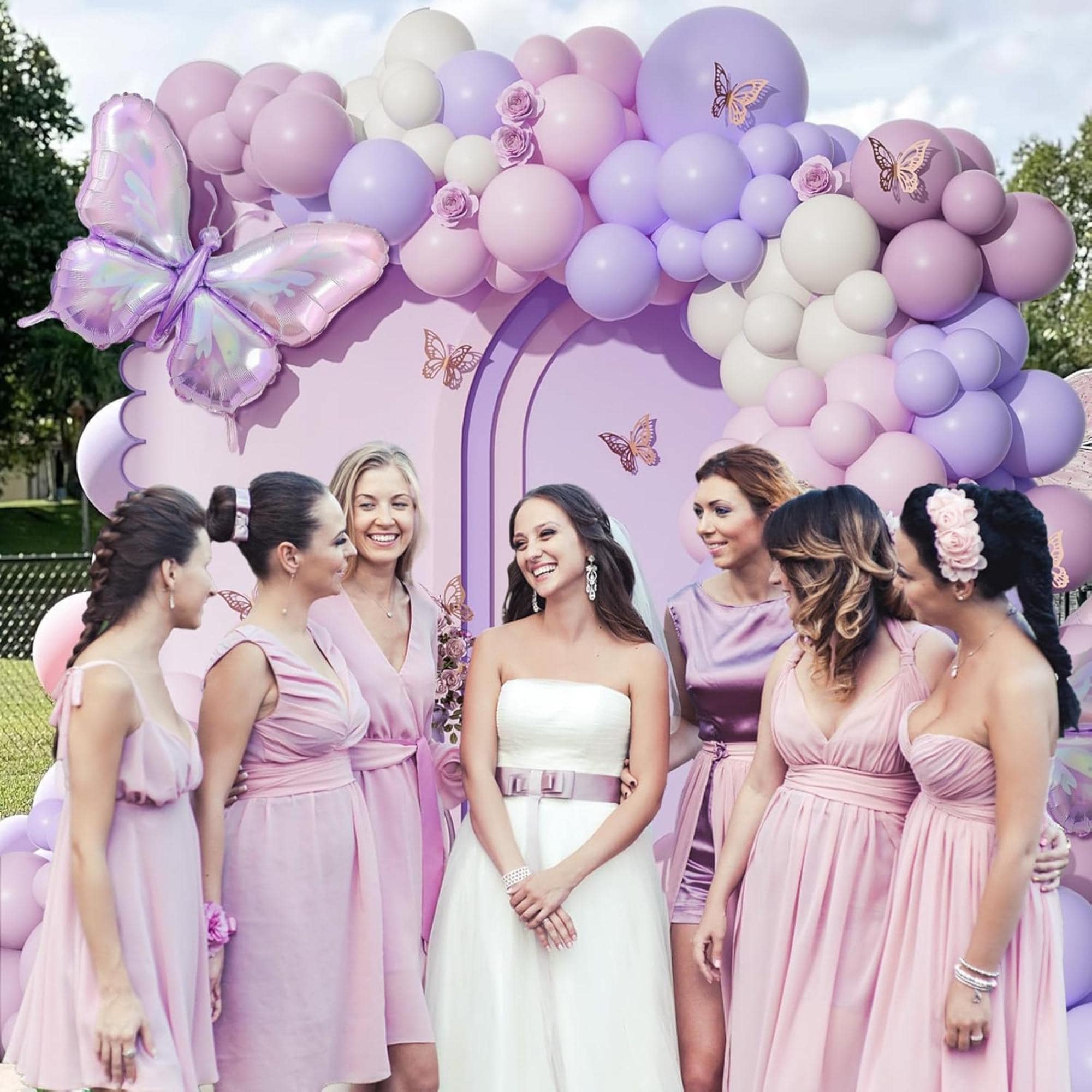 Pink Purple Butterfly Balloon Arch Kit 128 Pcs Baby Shower Party Decor Set