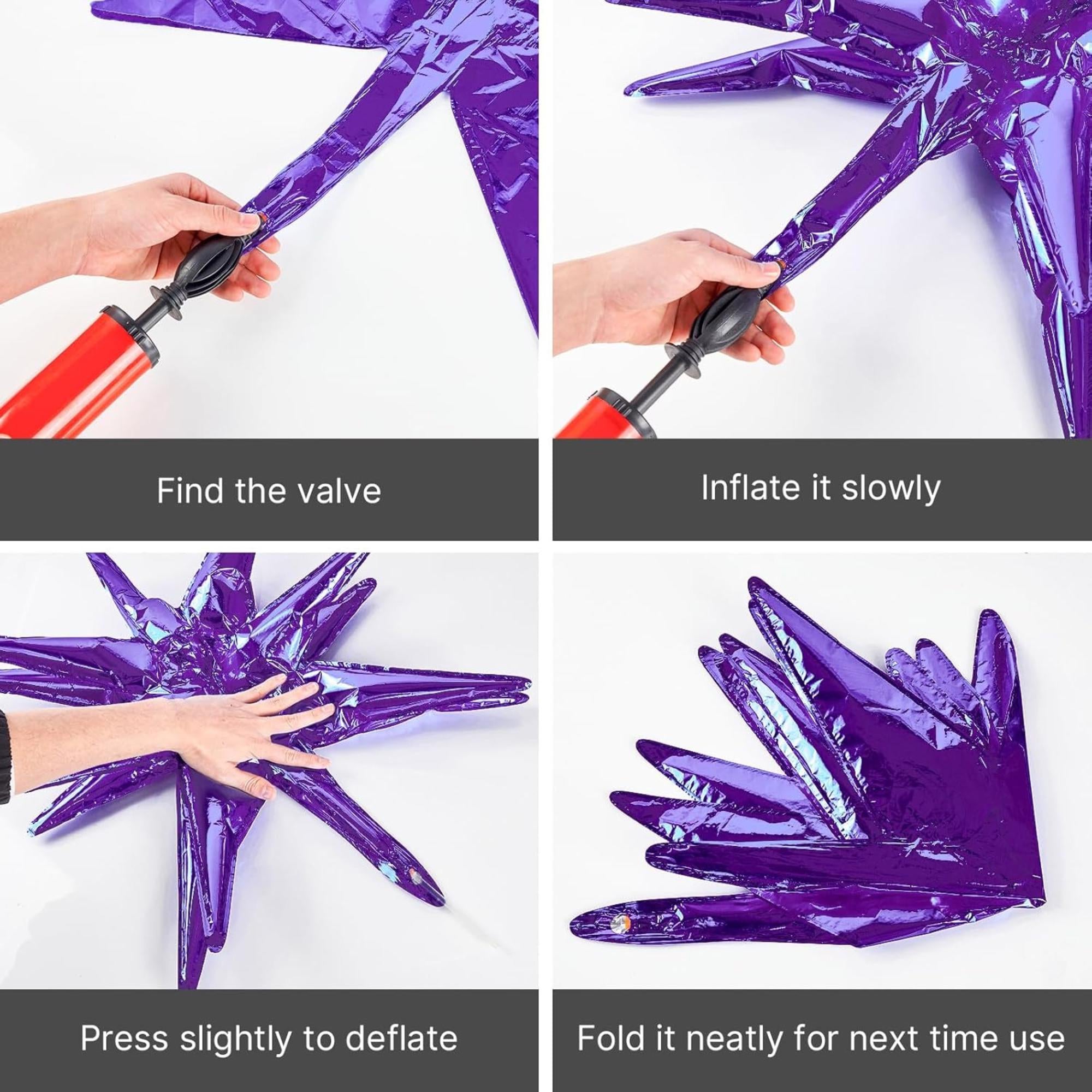 Dark Purple Star Balloon Arch Kit 110 Pcs Spike Foil Party Decor Set Pieces