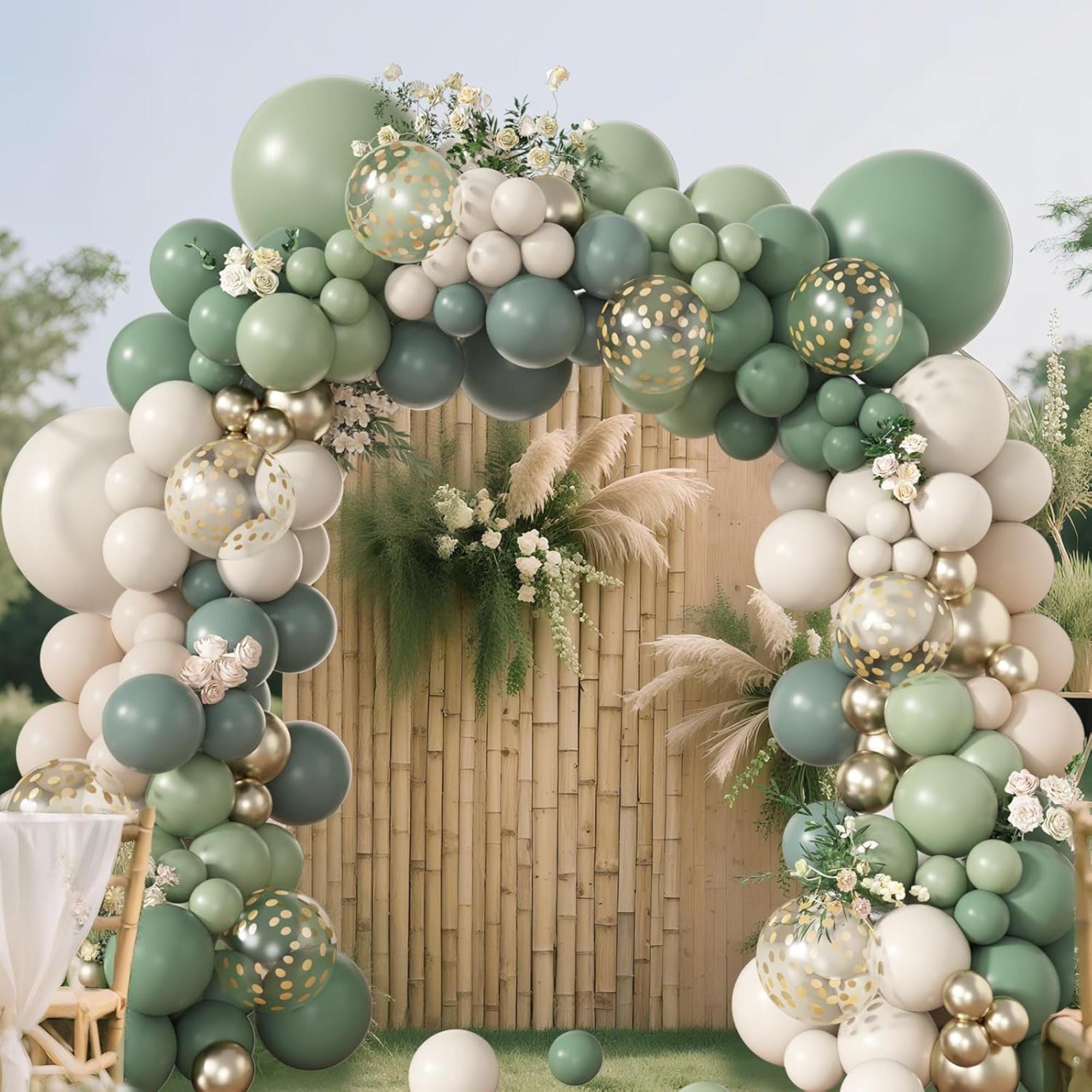Dusty Green Balloon Arch Kit 173 Pcs Woodland Wild One Party Decor Set
