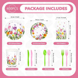 Tulip Butterfly Tableware Set for 50 Guests, Mother's Day Party Supplies