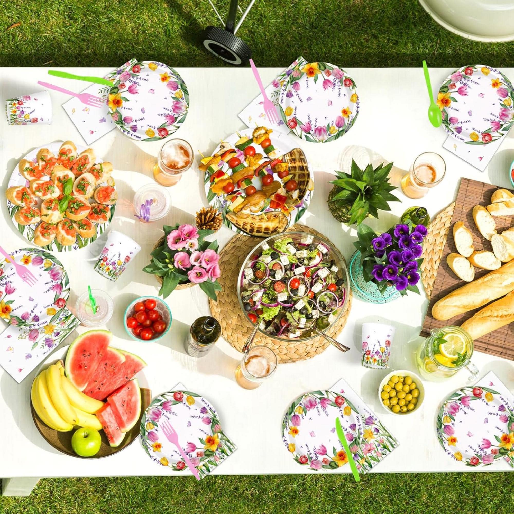 Tulip Butterfly Tableware Set for 50 Guests, Mother's Day Party Supplies
