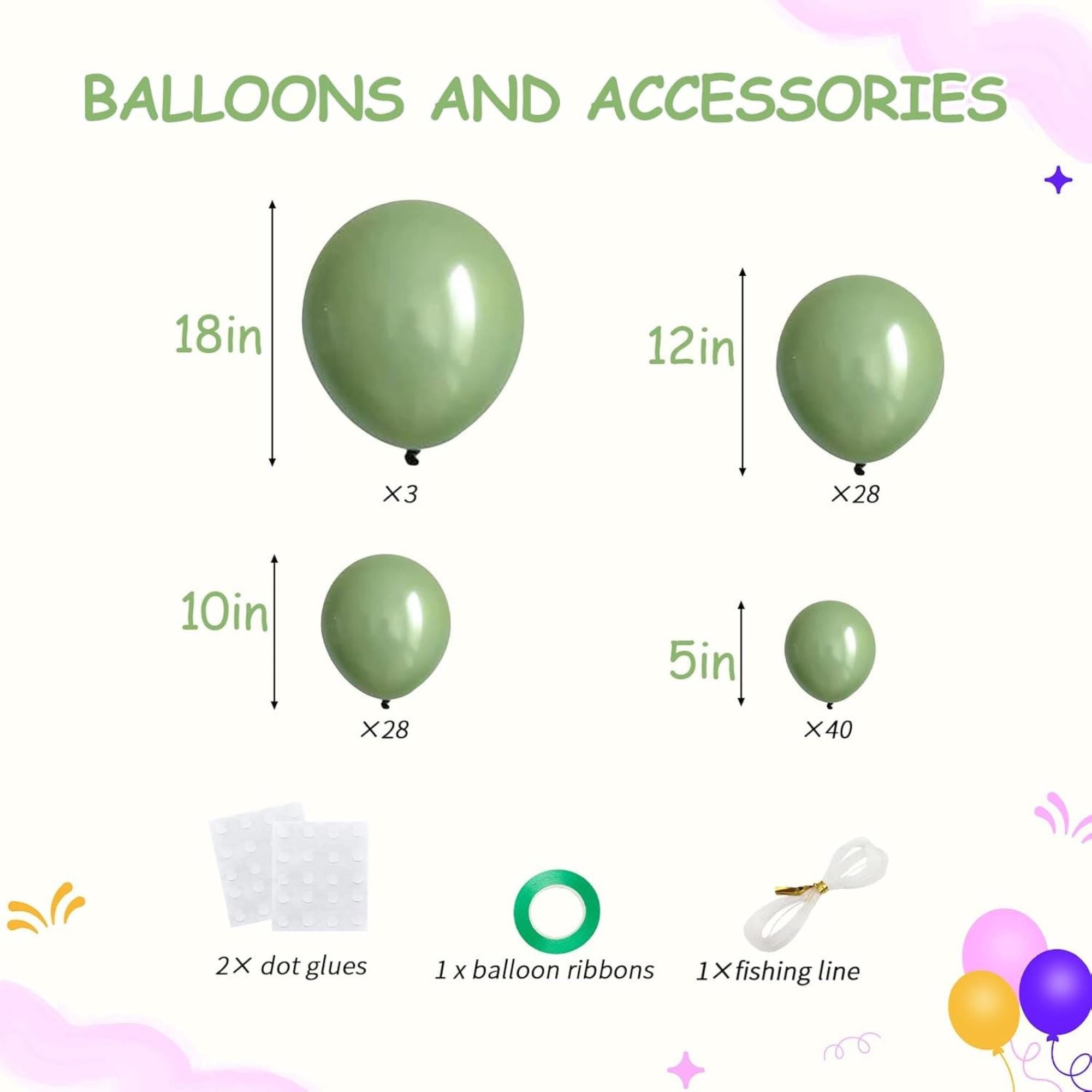 Sage Green Balloon Arch Kit 99 Pcs Olive Green Woodland Party Decor Set
