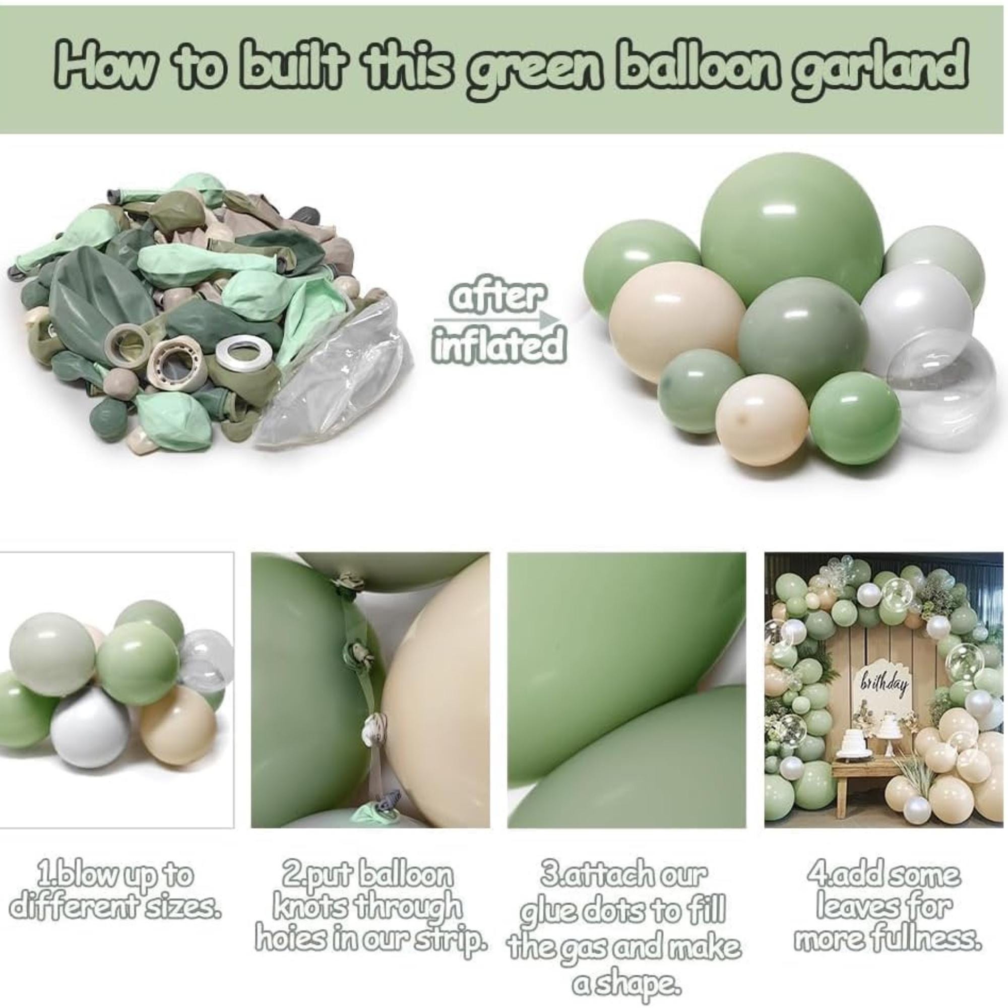 Dusty Green White Balloon Arch Kit Sage Olive Cream Balloons Party Decor