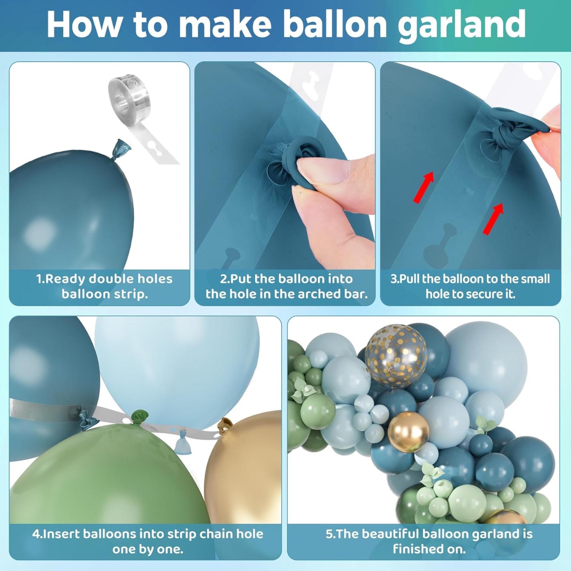 Dusty Blue Green Balloon Arch Kit Pastel Gold Balloons Boho Party Decor