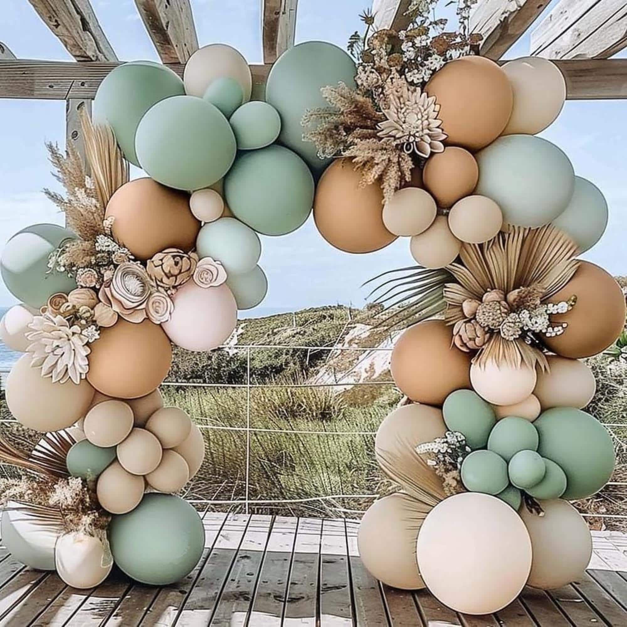 Dusty Green Tan Balloon Arch Kit Sage Brown Neutral Balloons Party Decor