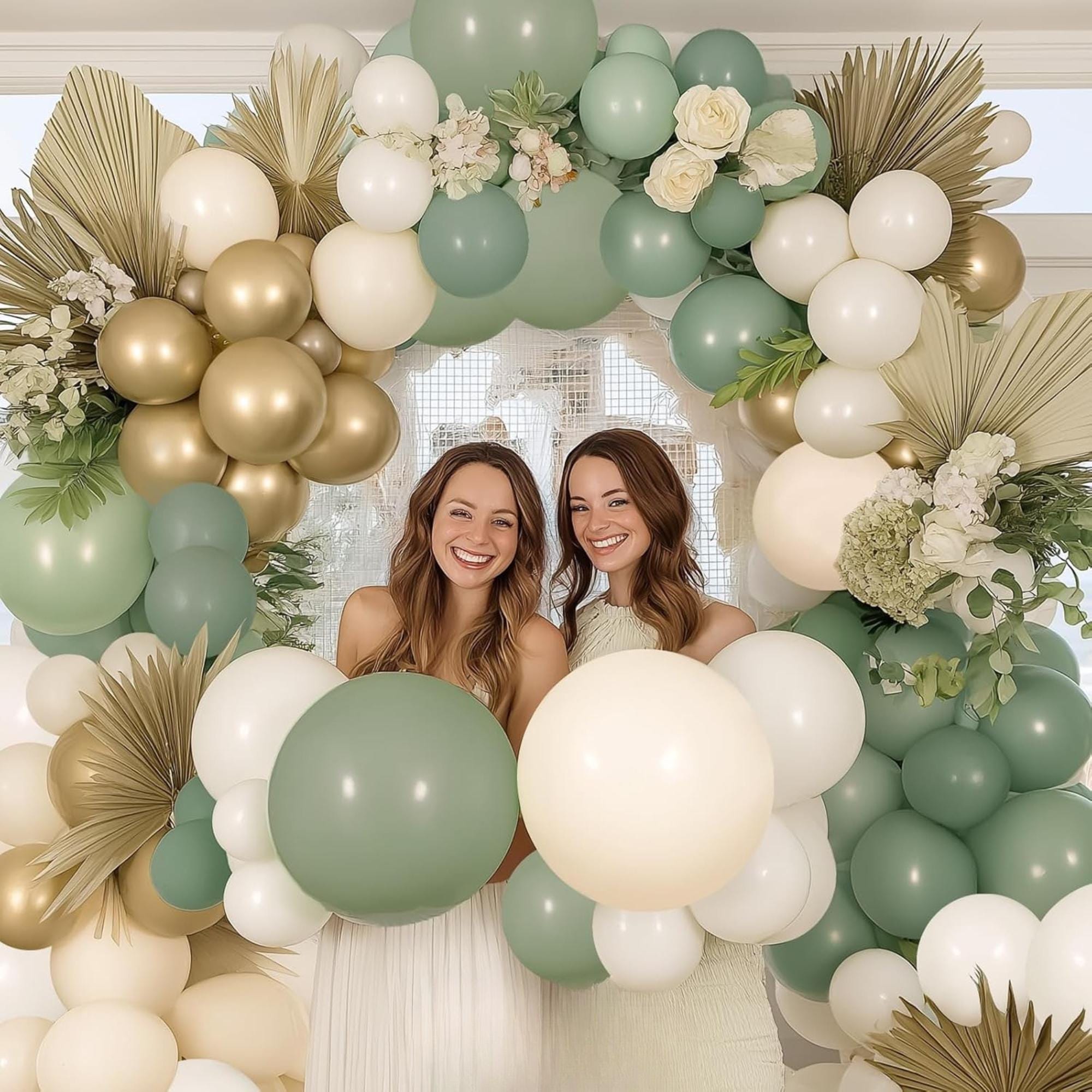 Sage Green Balloon Arch Kit Olive Gold Sand White Balloons Party Decor
