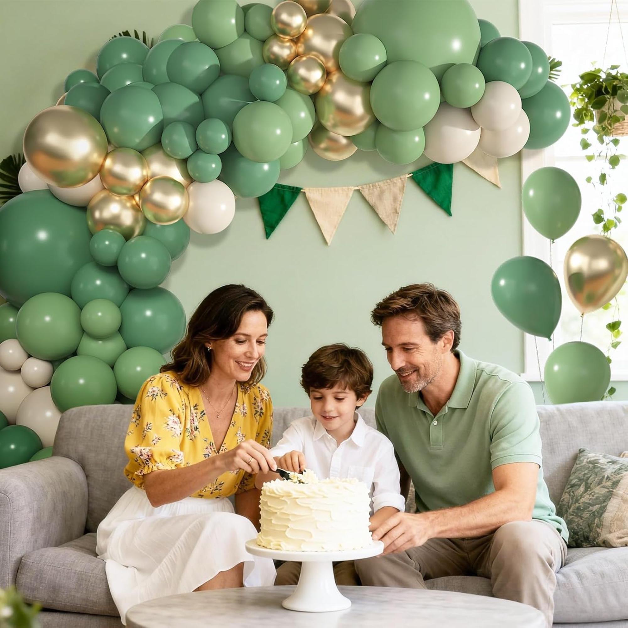 Green Balloon Arch Kit Sage White Gold Confetti Balloons Jungle Party Decor