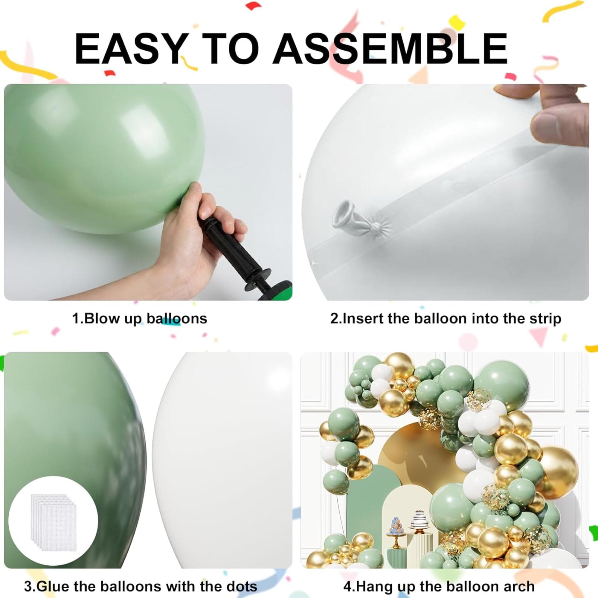 Sage Green Balloon Arch Kit White Gold Balloons Boho Party Decor Theme
