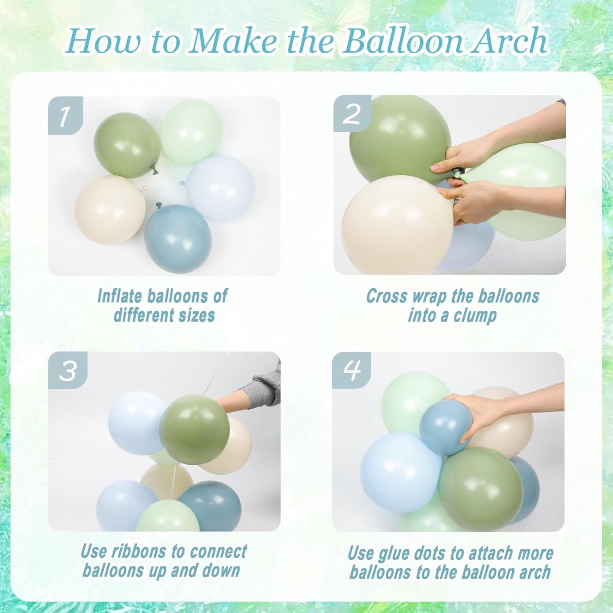 Dusty Blue Green Balloon Arch Kit 126 Pcs Sage White Party Decor Set