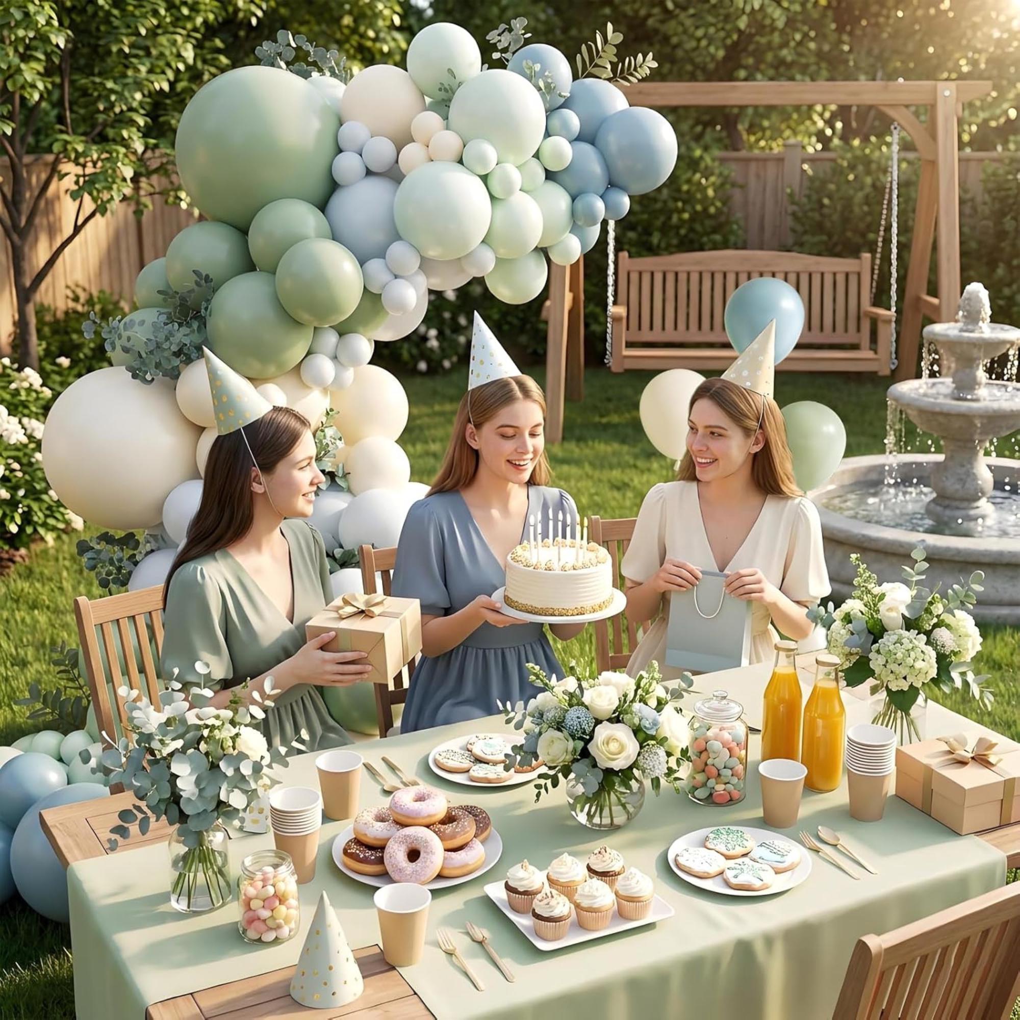 Dusty Blue Green Balloon Arch Kit 126 Pcs Sage White Party Decor Set