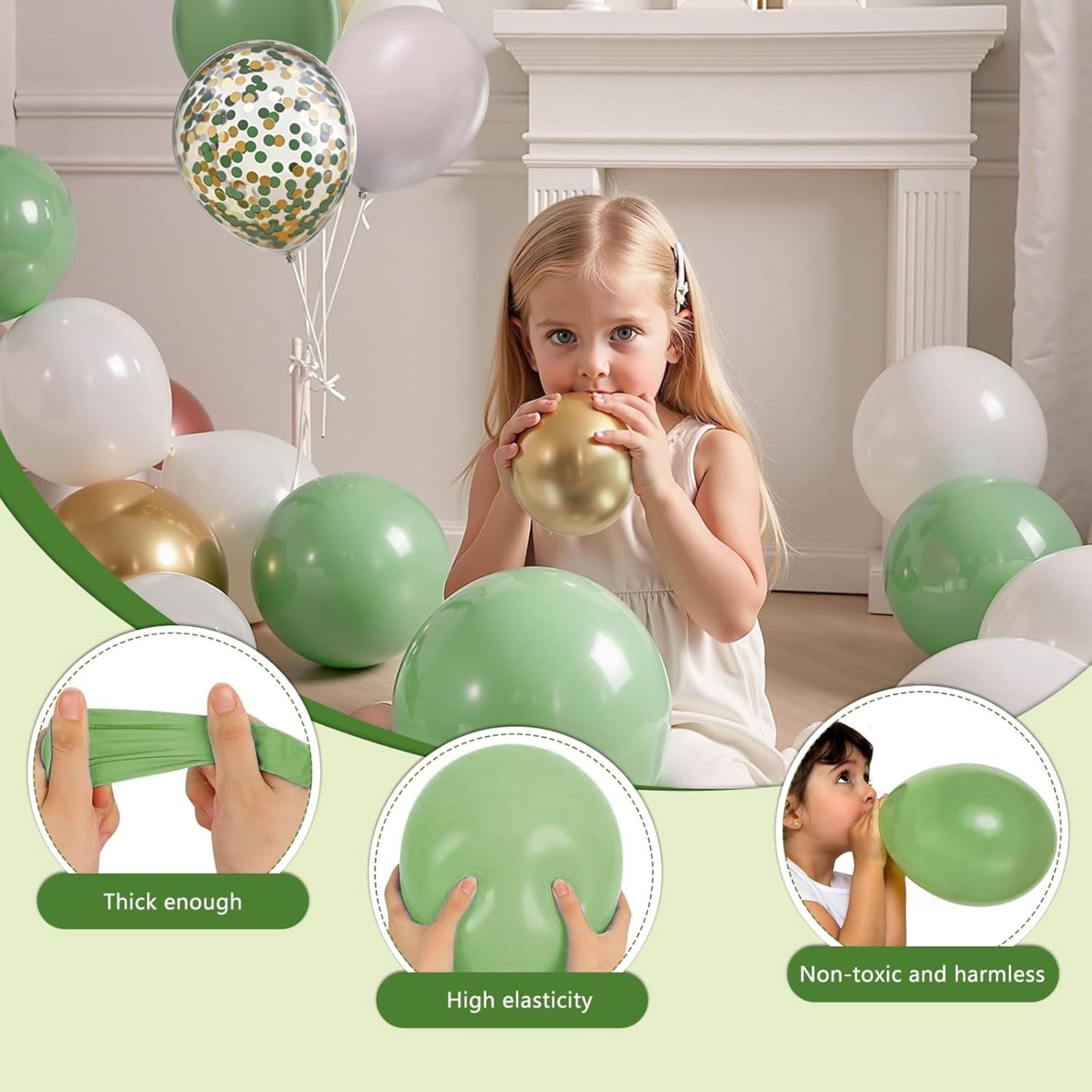 Sage Green Balloon Arch Kit 152 Pcs White Gold Baby Shower Party Decor