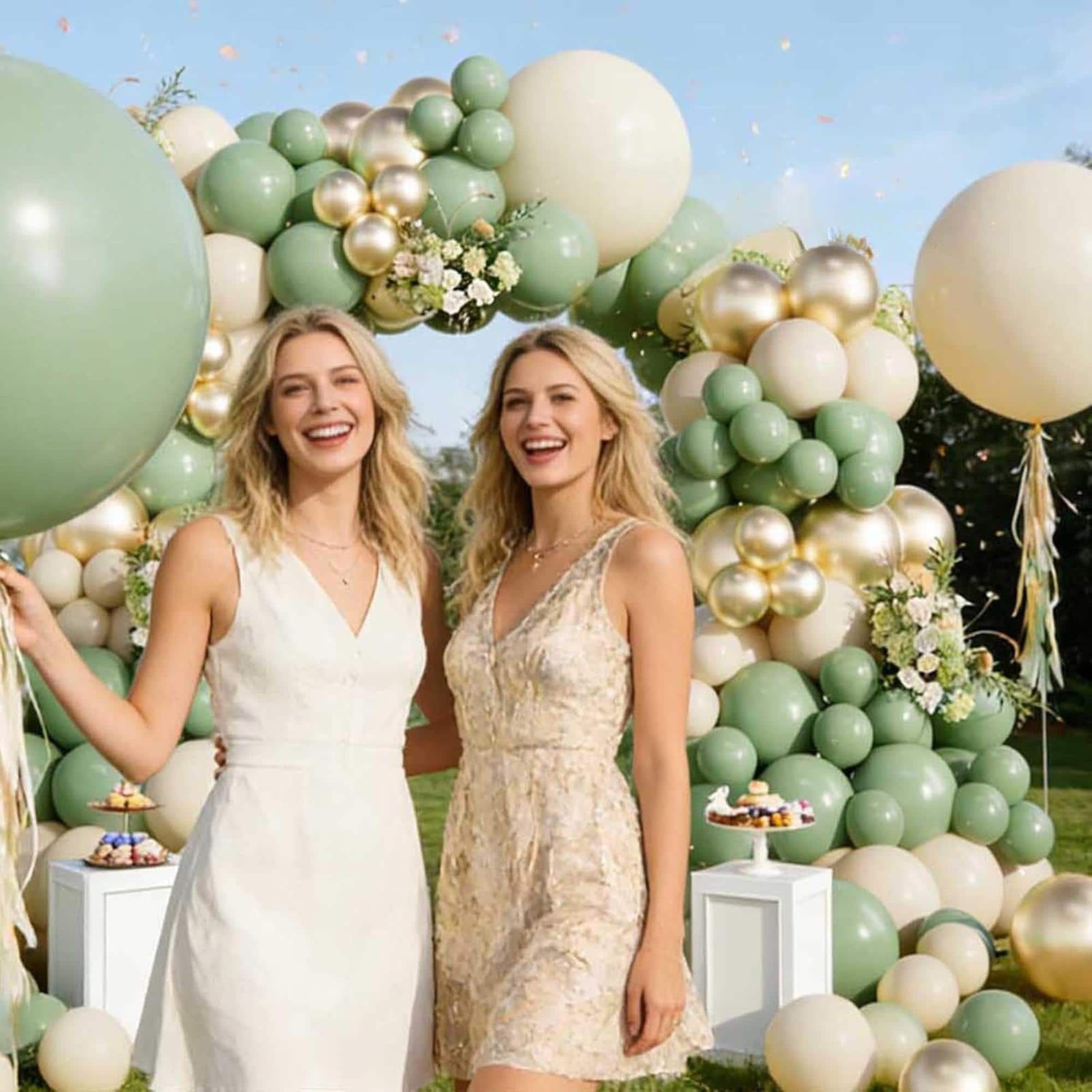 Sage Green Balloon Arch Kit 155 Pcs Olive White Gold Party Decor Set