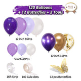 Purple Lavender Balloon Arch Kit 132 Pcs Butterfly Party Decor Set