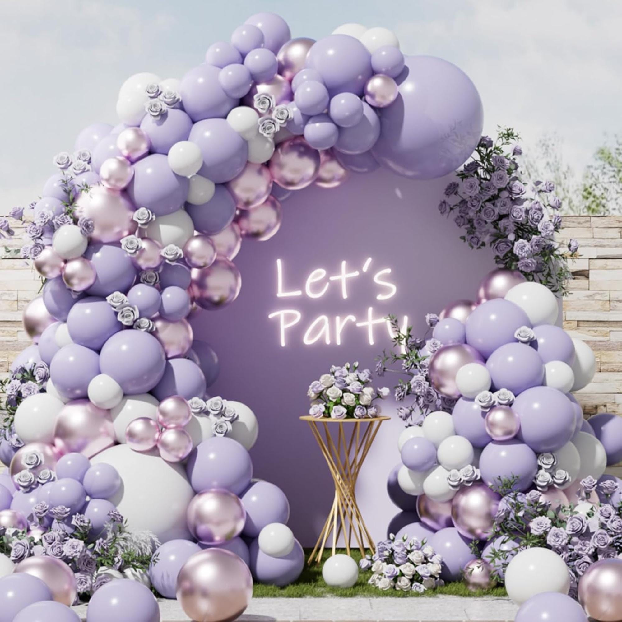 Light Purple Balloon Arch Kit 165 Pcs Lavender White Party Decor Set