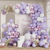 Light Purple Balloon Arch Kit 165 Pcs Lavender White Party Decor Set