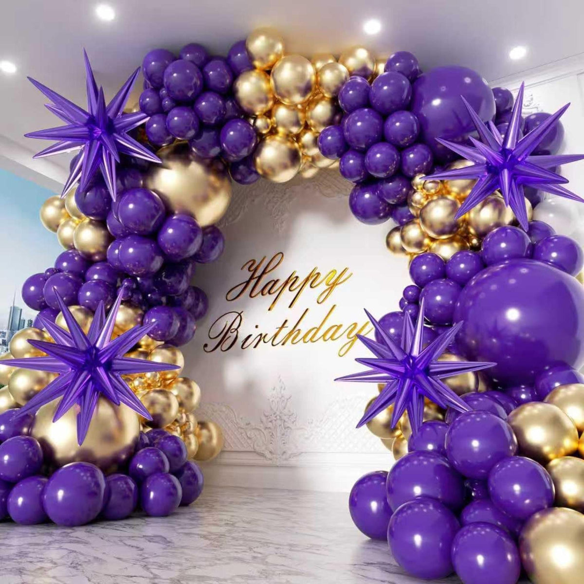 Purple Gold Balloon Arch Kit 153 Pcs Luxury Party Decor Set