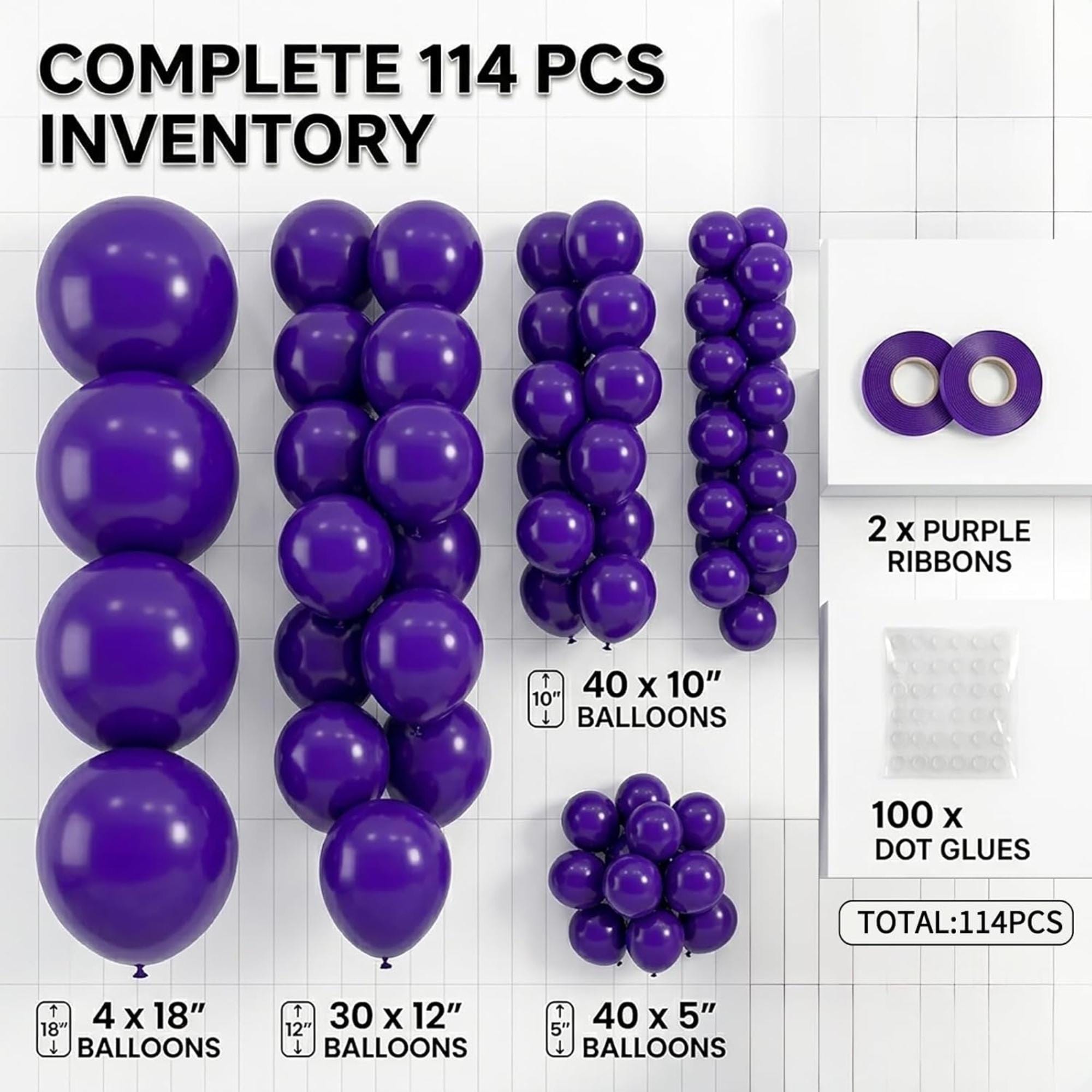 Dark Purple Balloon Arch Kit 114 Pcs Boho Party Decor Set