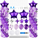 Purple Silver Balloon Arch Kit 110 Pcs Column Stand Party Decor Set