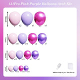 Pink Purple Balloon Arch Kit 131 Pcs Light Party Decor Set