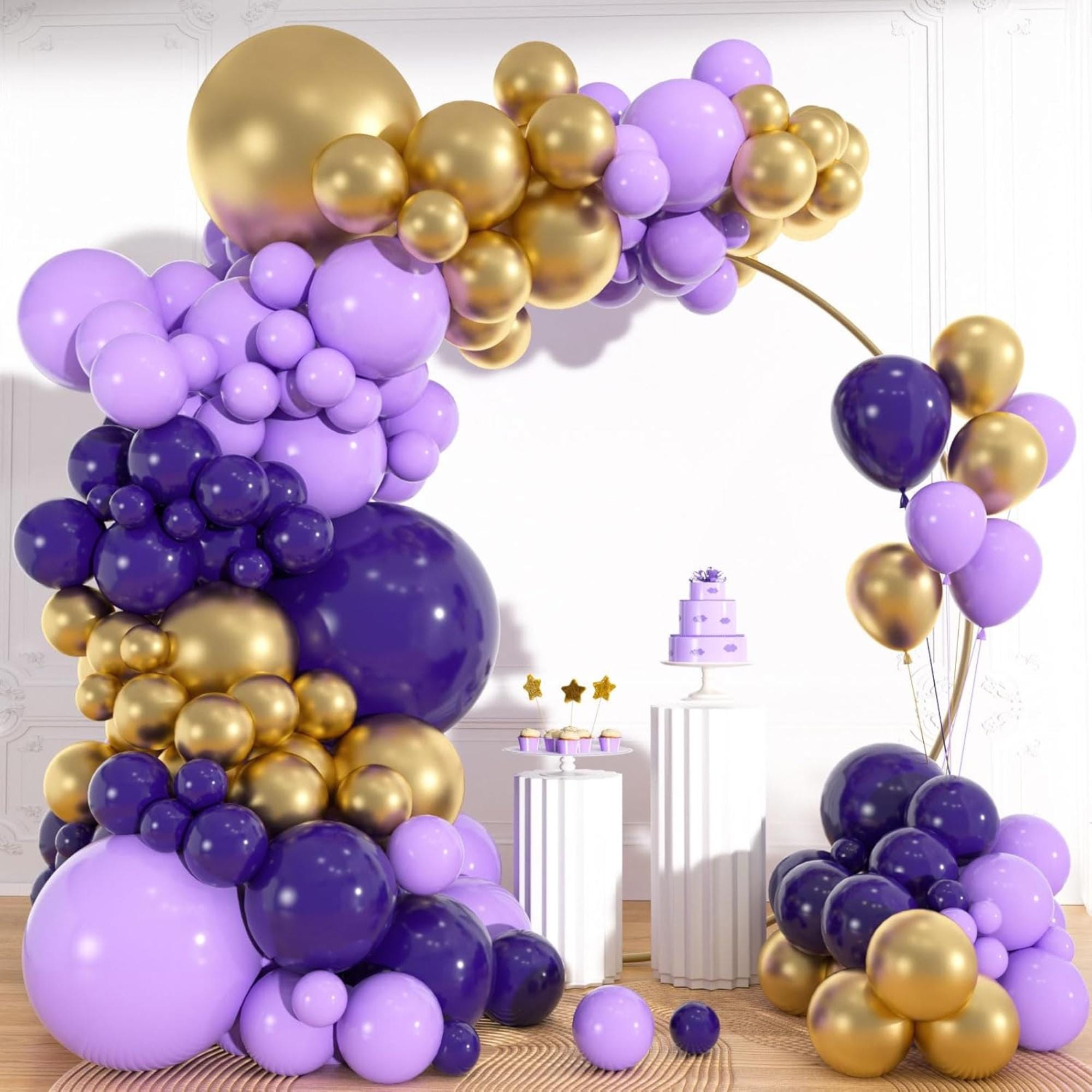 Purple Gold Balloon Arch Kit 113 Pcs Lavender Party Decor Set