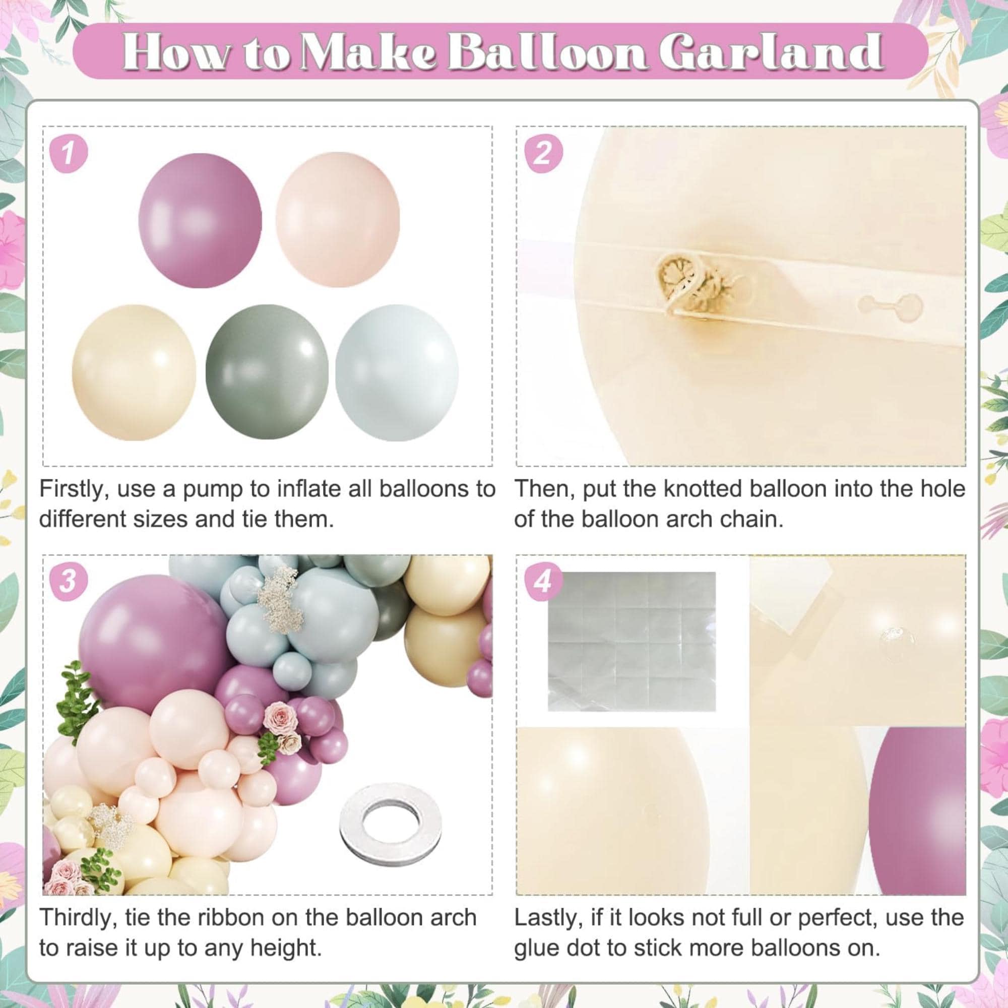 Pastel Balloon Arch Kit 124 Pcs Green Purple Yellow Party Decor Set
