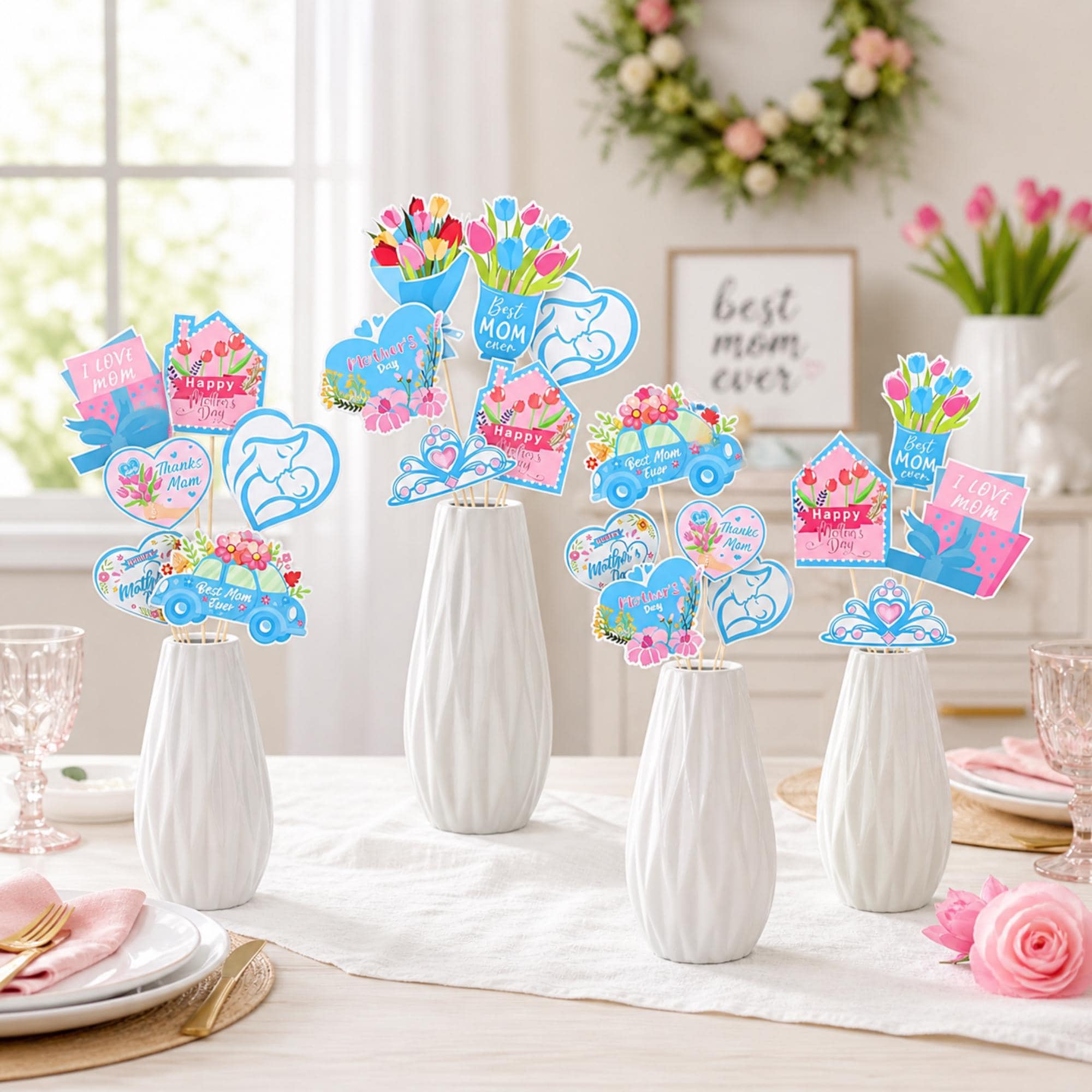Mother's Day Centerpiece Sticks, Table Toppers, Party Decorations, Mom Celebration Supplies