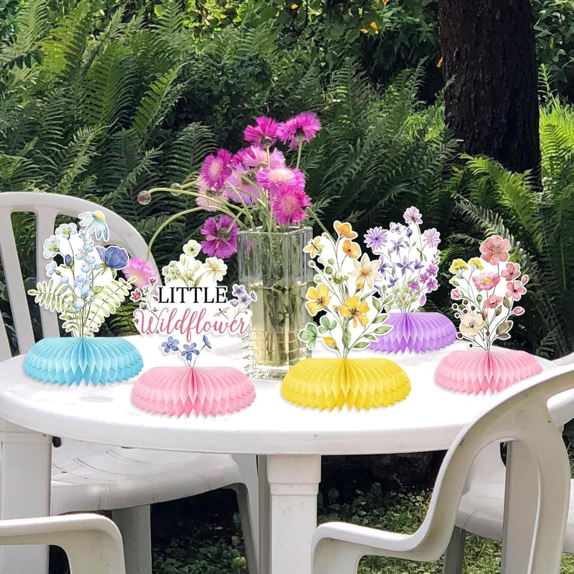 Wildflower Honeycomb Centerpieces Set of 9 Spring Floral Table Decor
