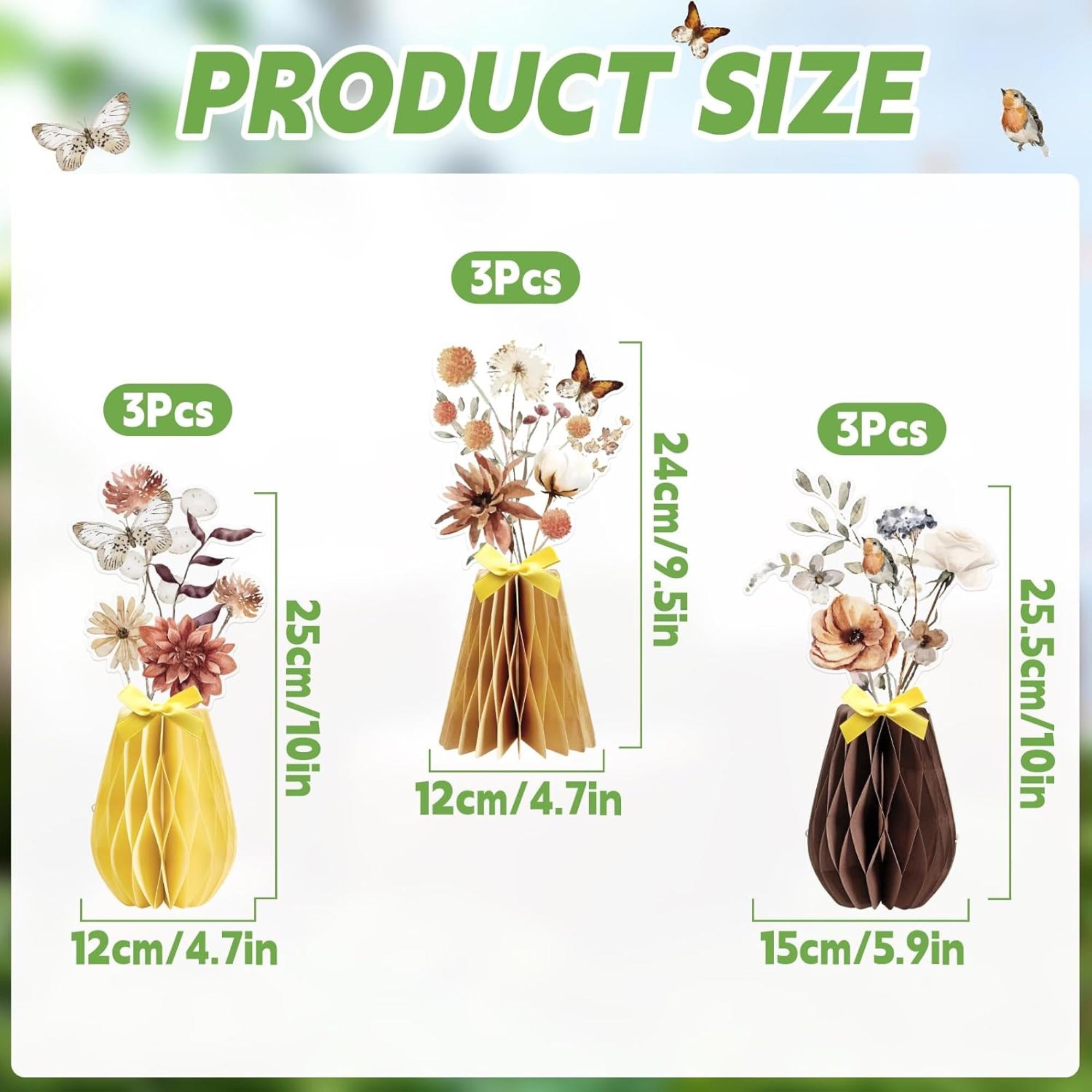 Boho Floral Centerpieces Set of 9 Brown Rustic Table Party Decor