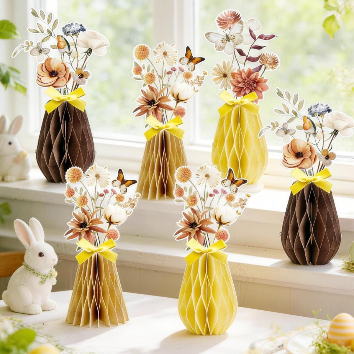 Boho Floral Centerpieces Set of 9 Brown Rustic Table Party Decor